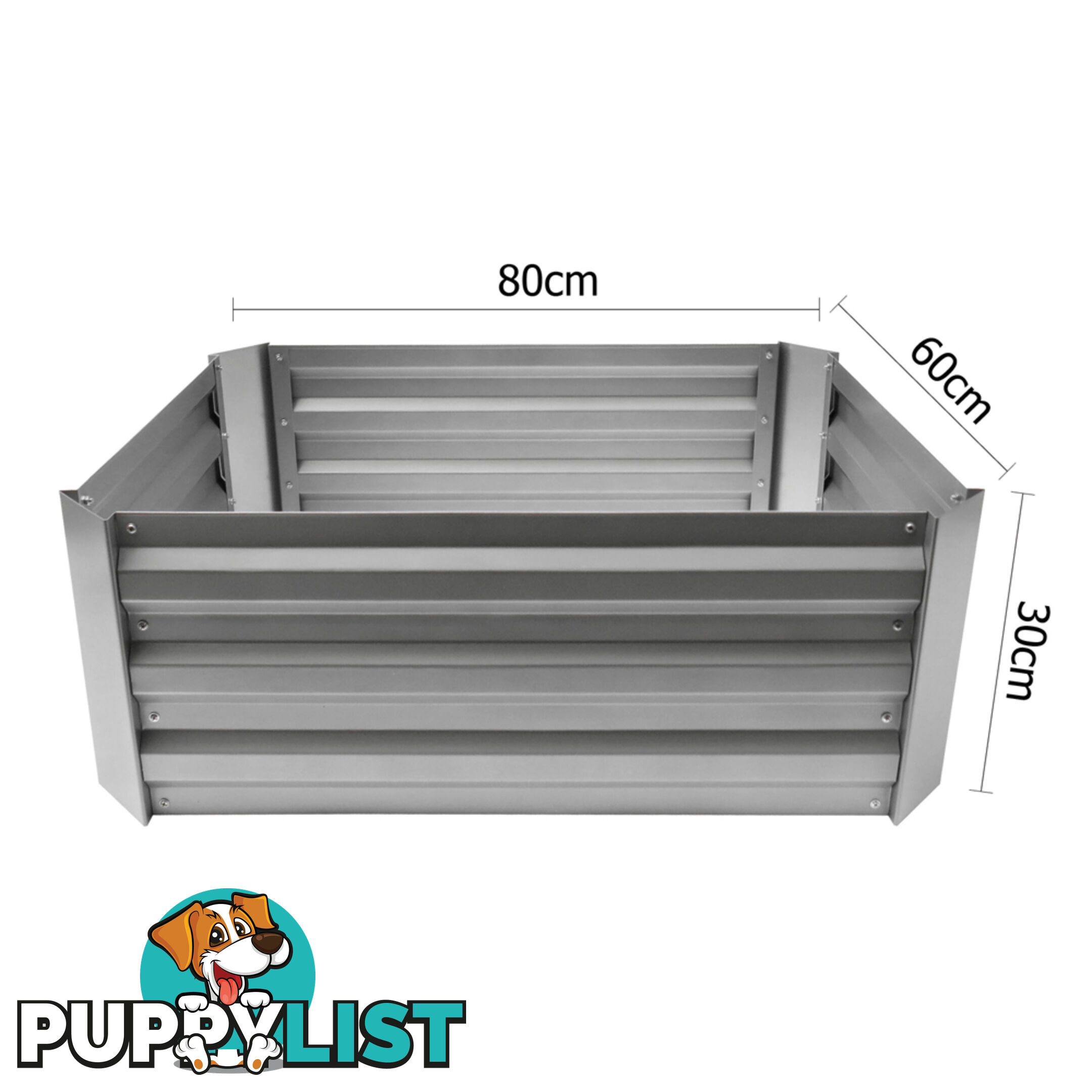 Galvanised Raised Garden Bed 80 x 60cm Aluminium White