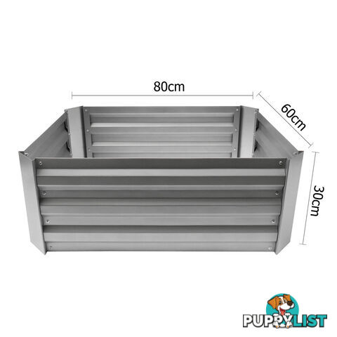 Galvanised Raised Garden Bed 80 x 60cm Aluminium White