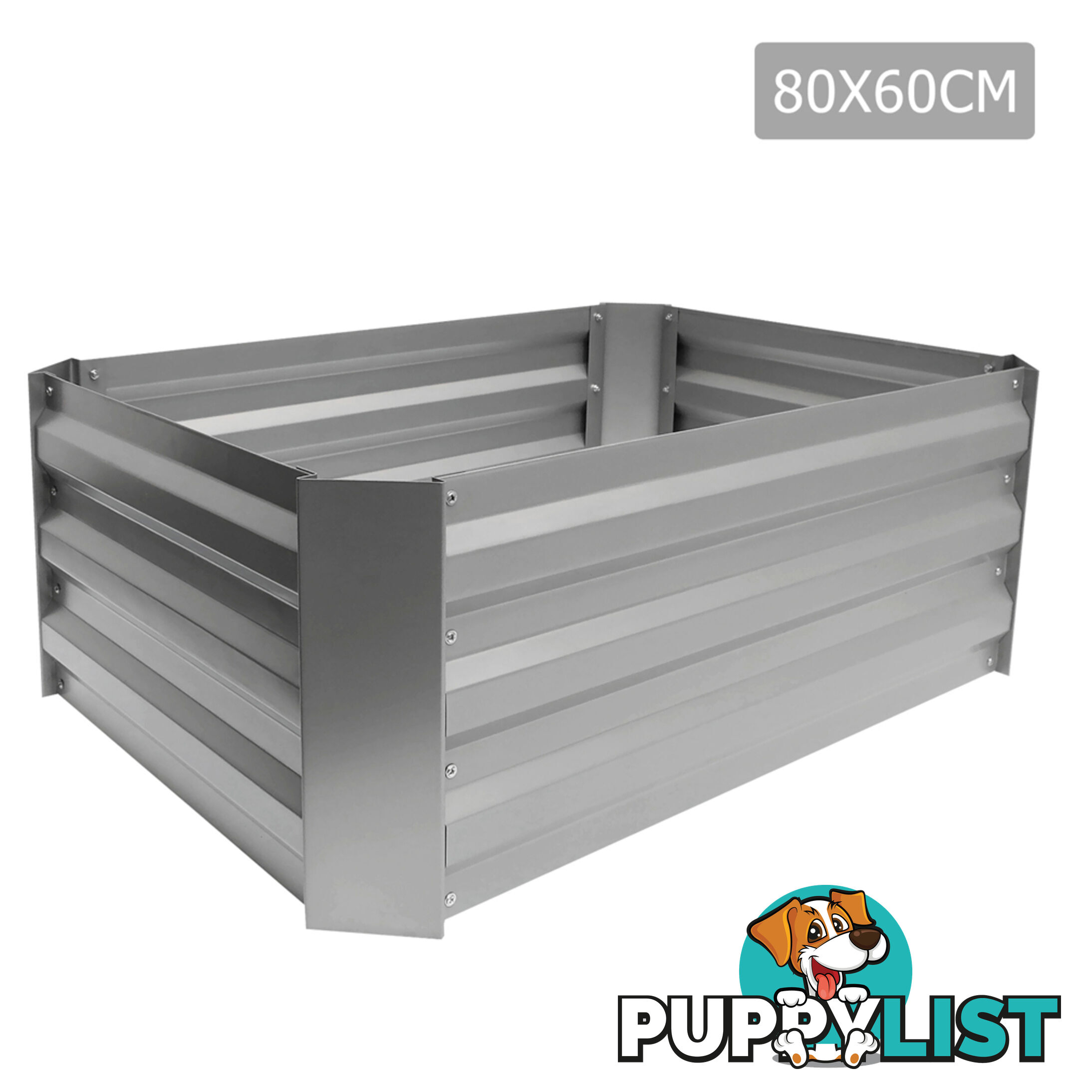 Galvanised Raised Garden Bed 80 x 60cm Aluminium White