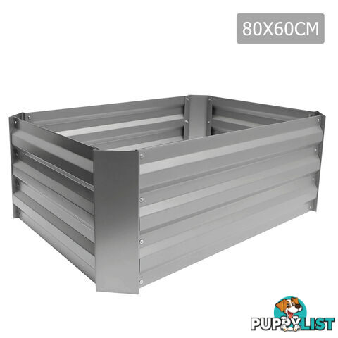 Galvanised Raised Garden Bed 80 x 60cm Aluminium White