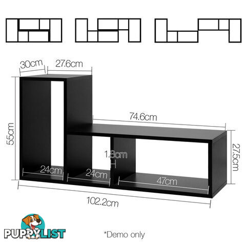 L Shape Display Shelf DIY Cube TV Stand Bookshelf Storage Cabinet Black