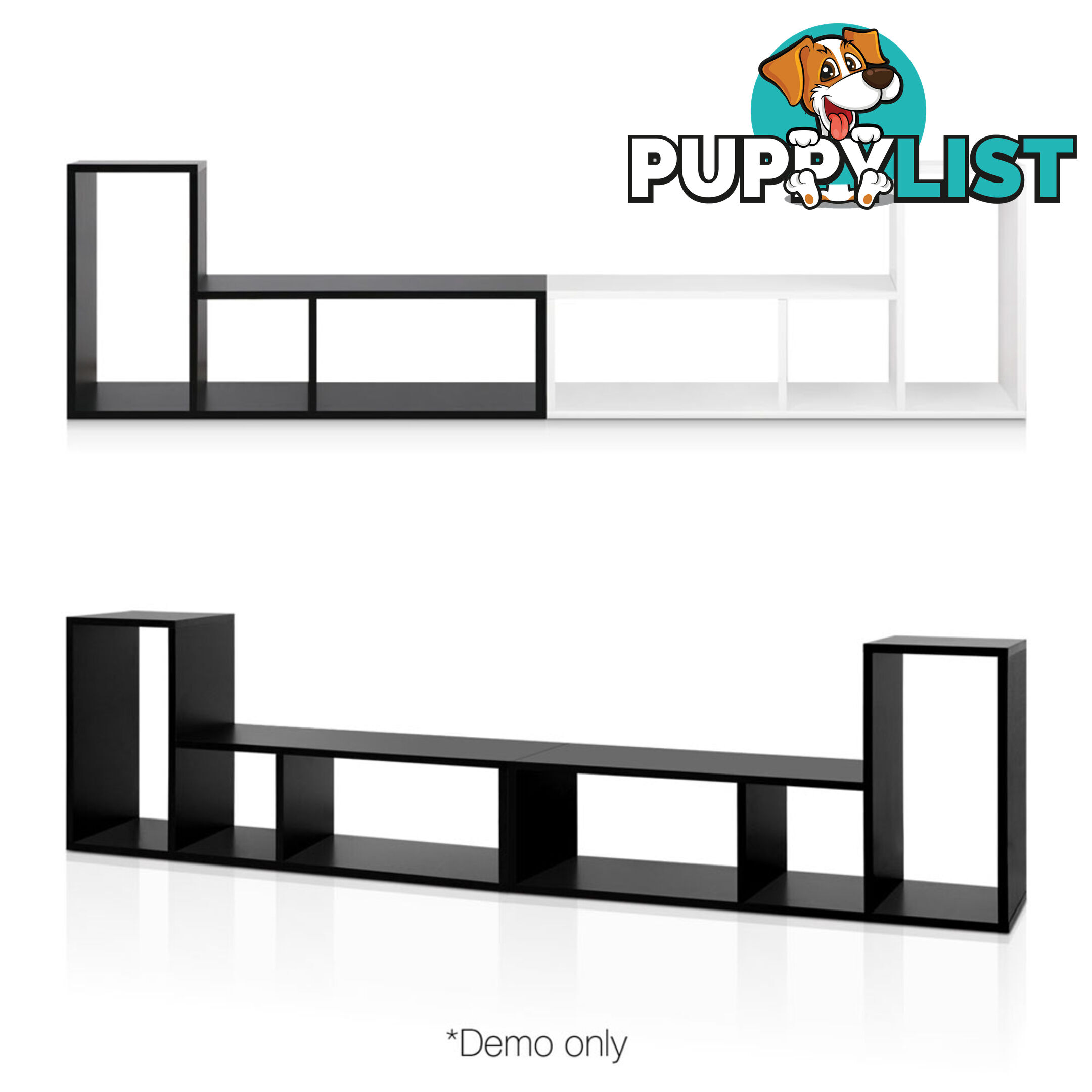 L Shape Display Shelf DIY Cube TV Stand Bookshelf Storage Cabinet Black