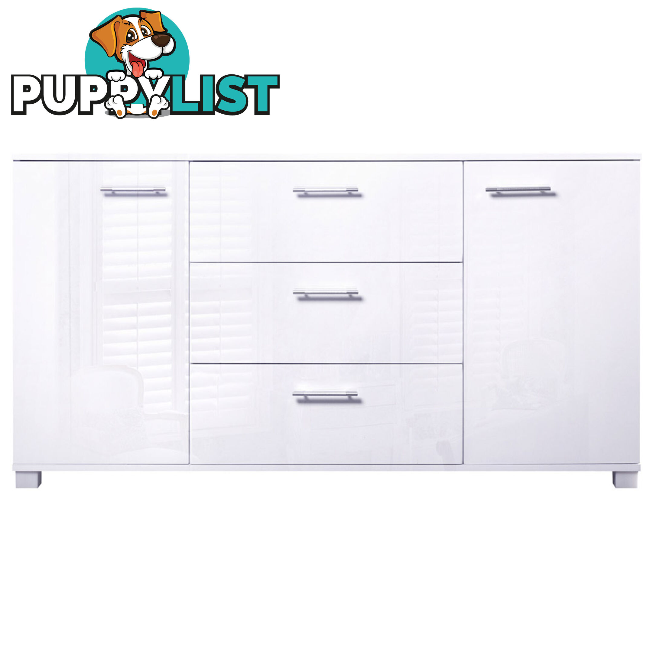 High Gloss Sideboard Storage Cabinet Cupboard White