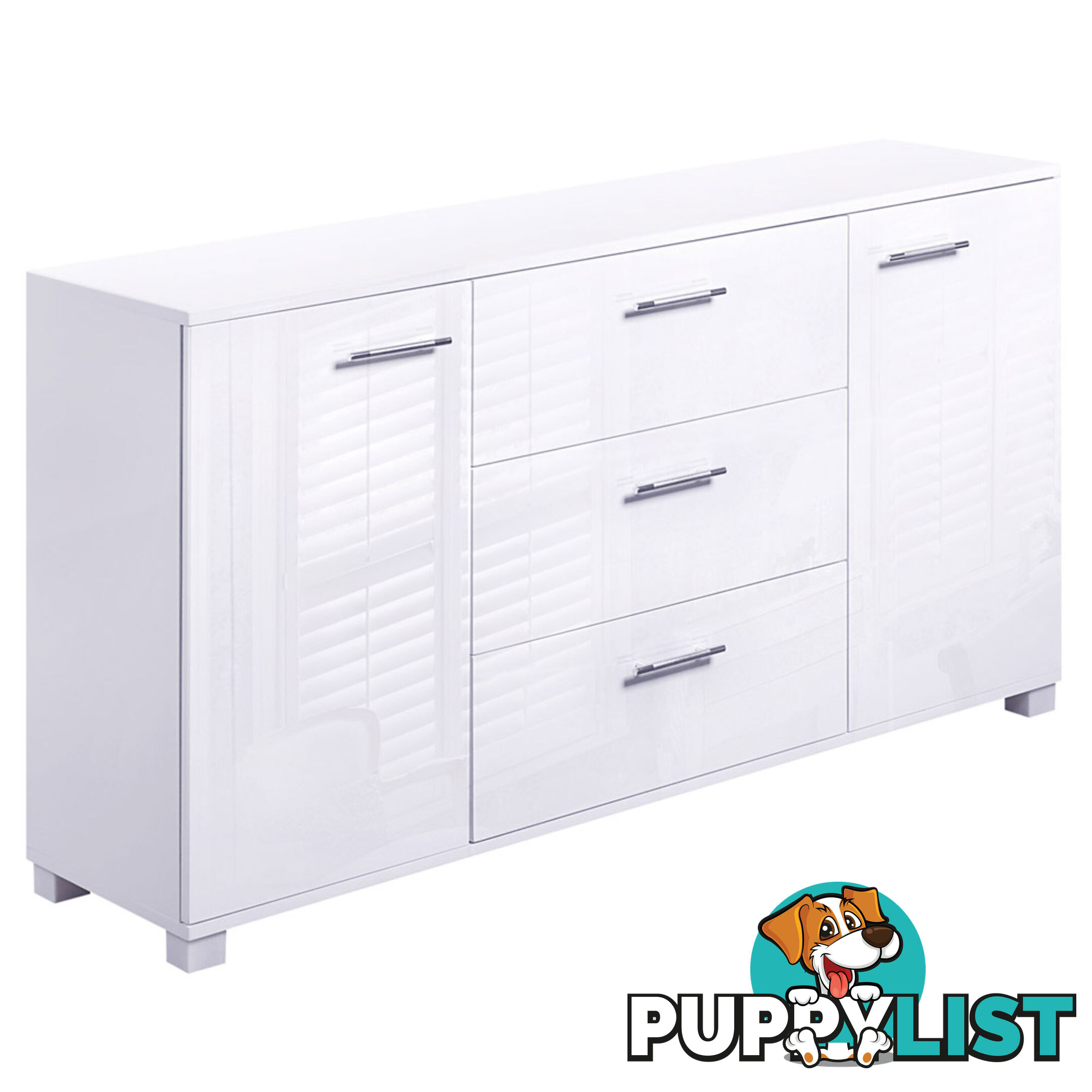 High Gloss Sideboard Storage Cabinet Cupboard White