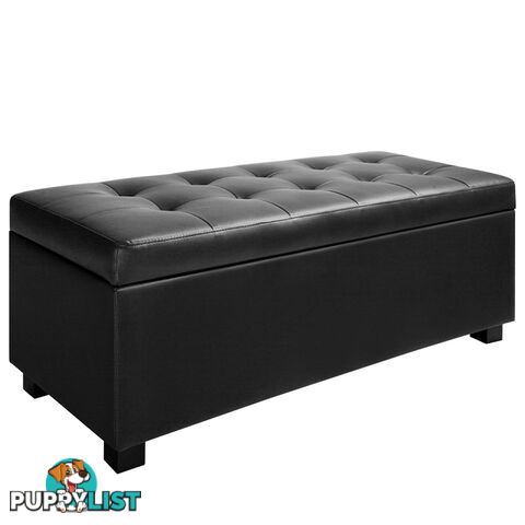 Ottoman Storage Blanket Box Foot Stool Toy Chest Bed PU Leather Large Black