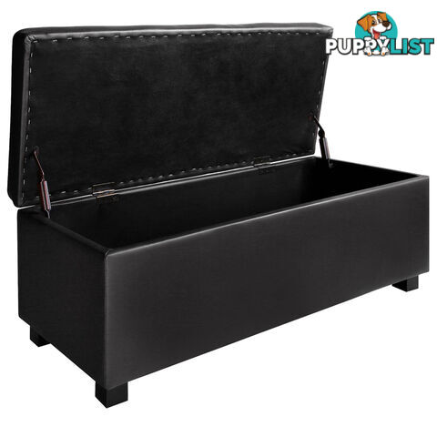 Ottoman Storage Blanket Box Foot Stool Toy Chest Bed PU Leather Large Black