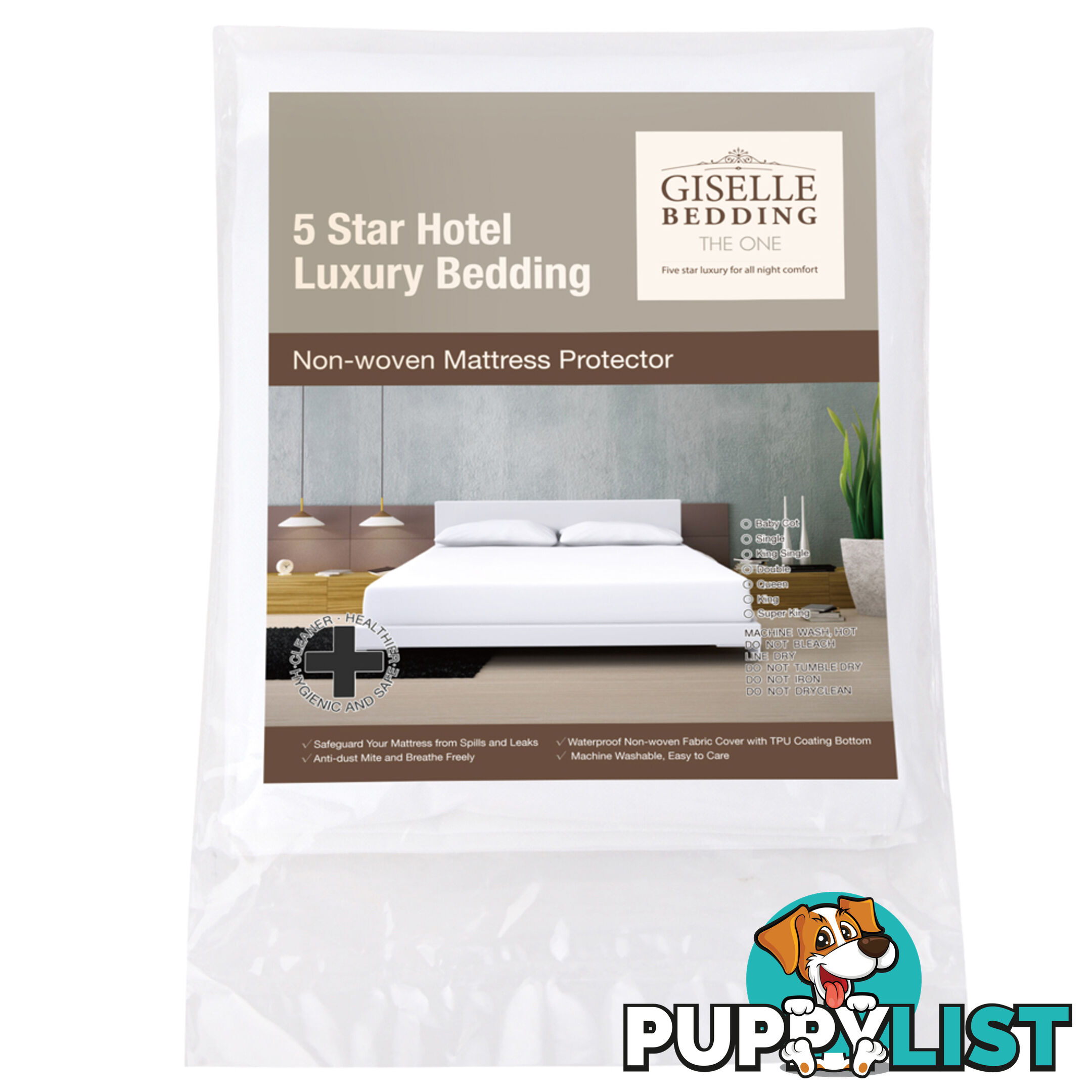 Fitted Non-Woven Waterproof Mattress Protector PU Coating Bed Cover Single