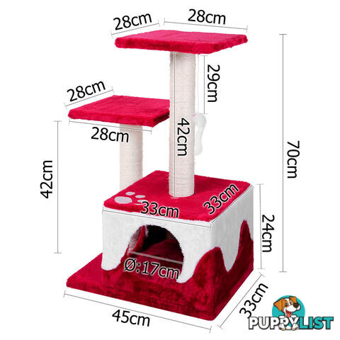 70cm Cat Scratching Poles Pet Post Furniture Tree Kitten Gym House Condo Red