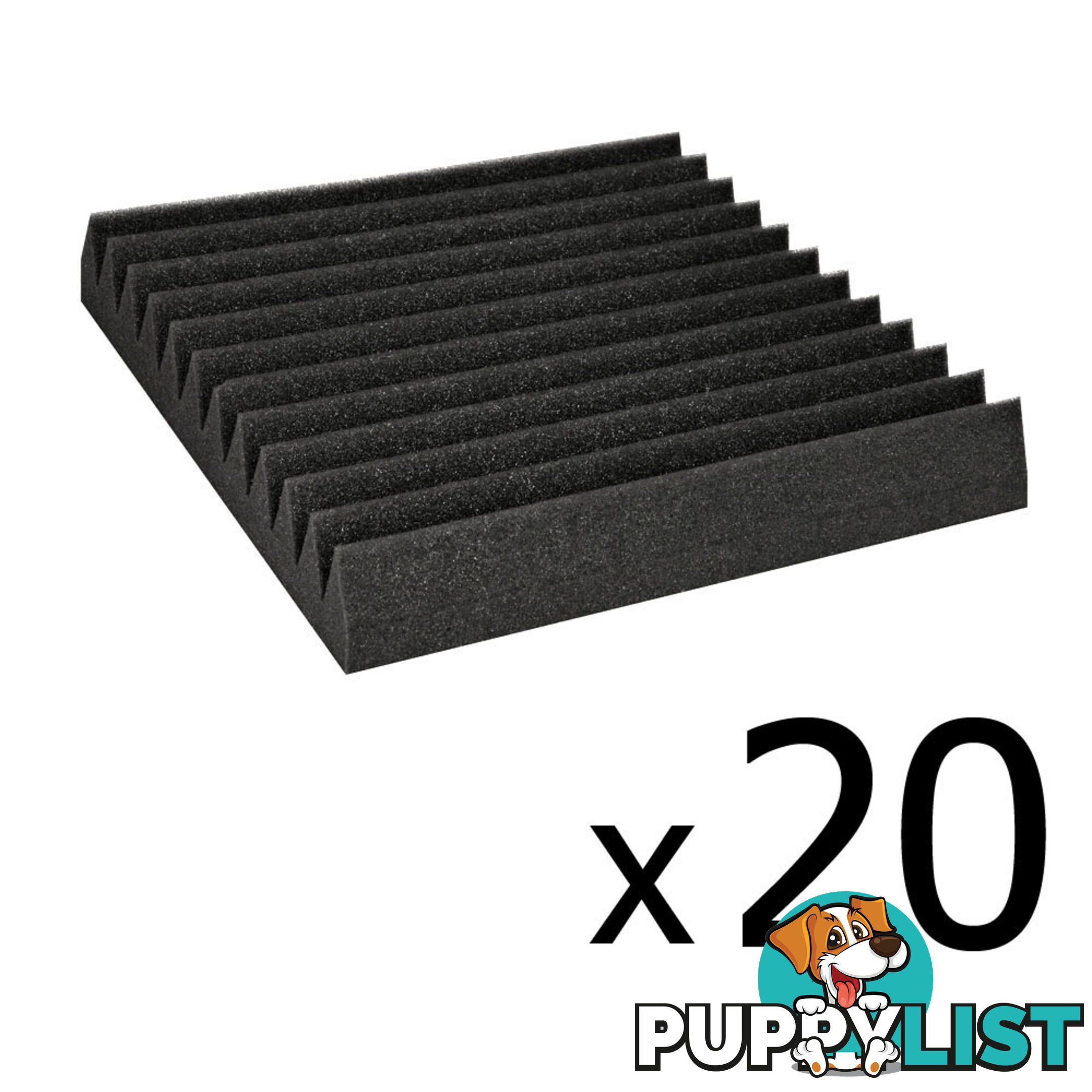 20 x Studio Wedge Acoustic Foam Black 30 x 30cm