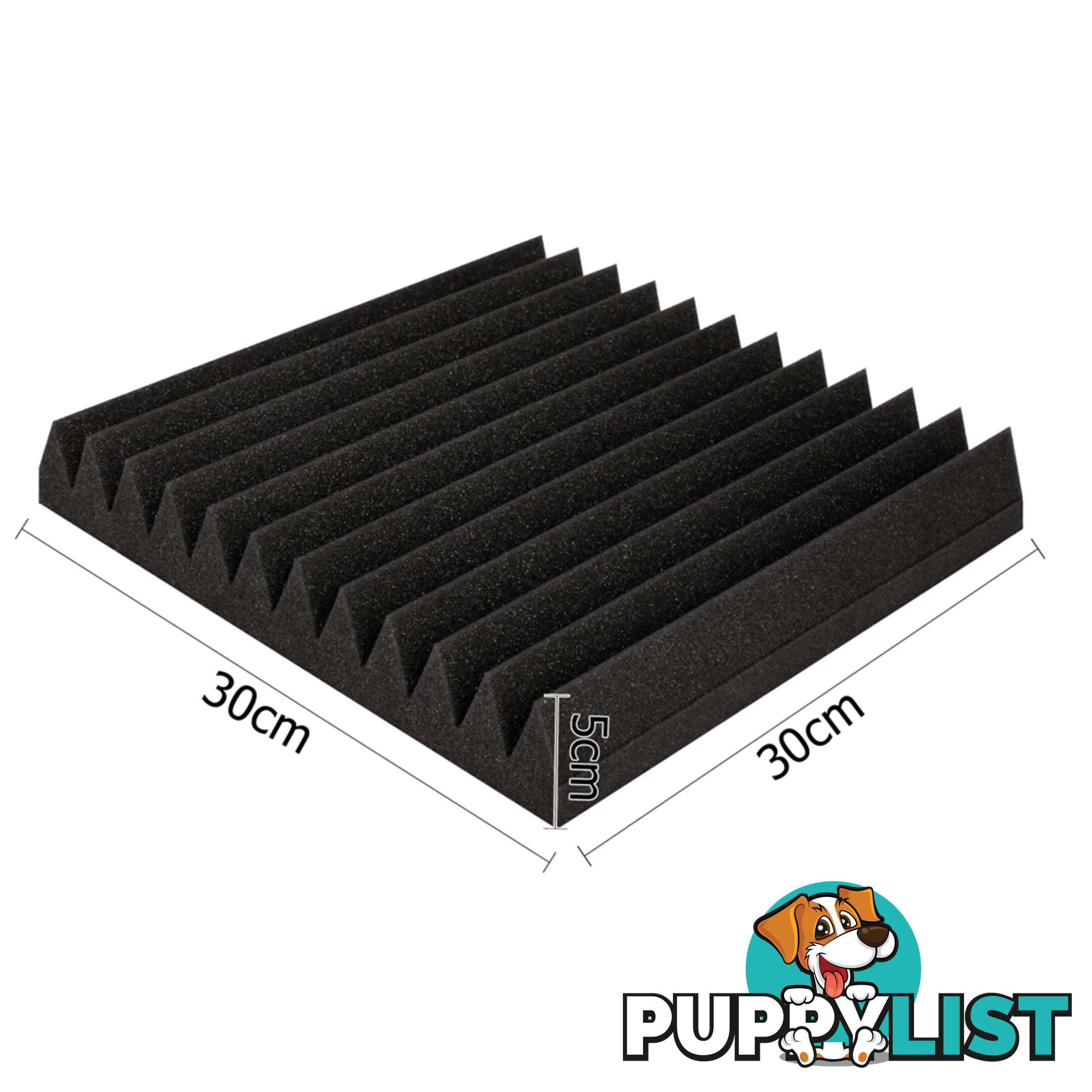 20 x Studio Wedge Acoustic Foam Black 30 x 30cm