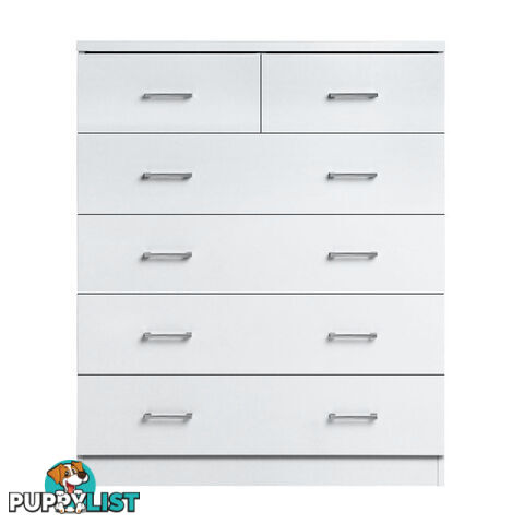 6 Drawer Tallboy Bedroom Storage White