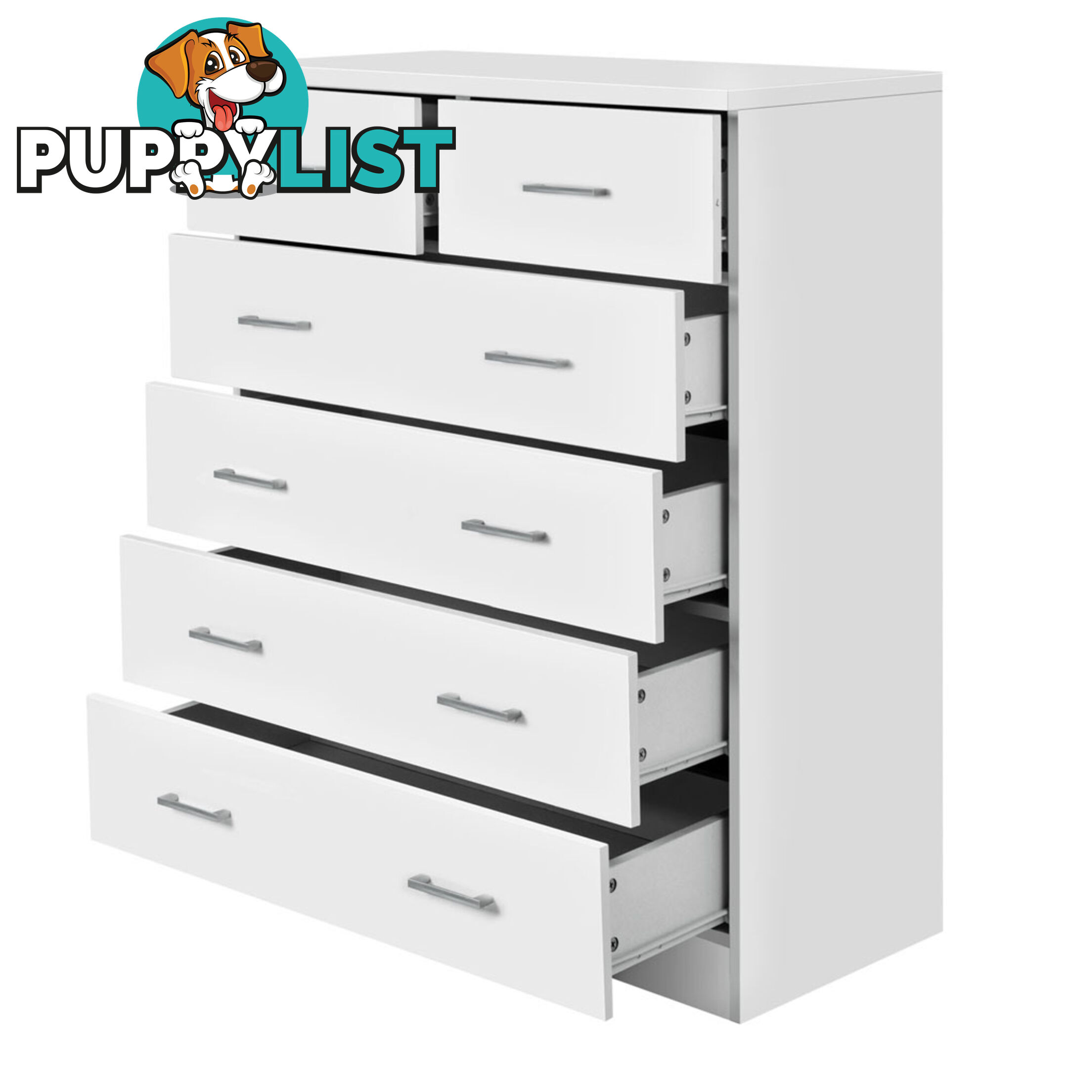 6 Drawer Tallboy Bedroom Storage White