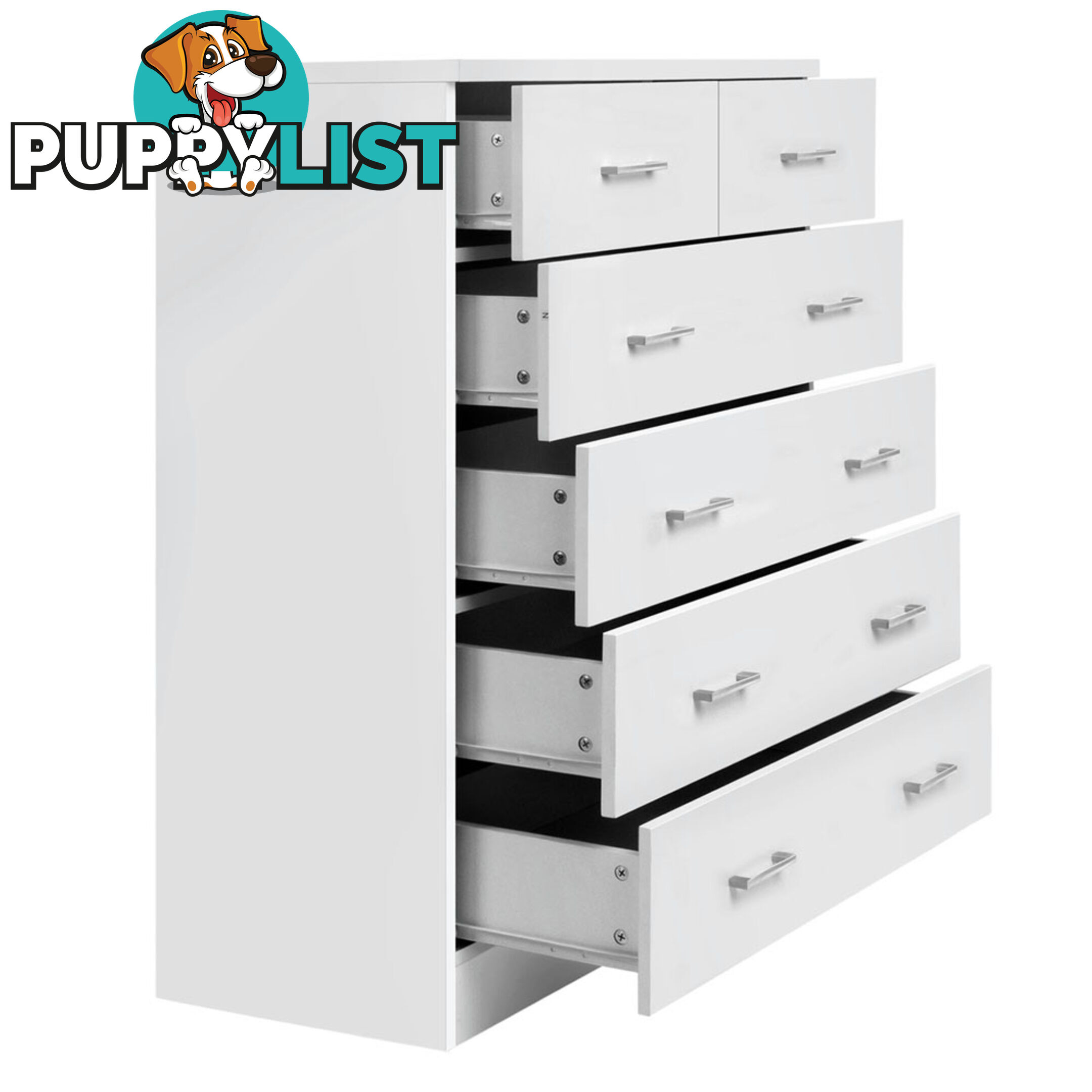 6 Drawer Tallboy Bedroom Storage White