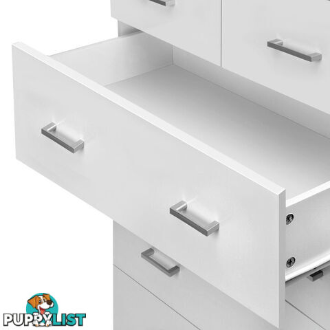 6 Drawer Tallboy Bedroom Storage White
