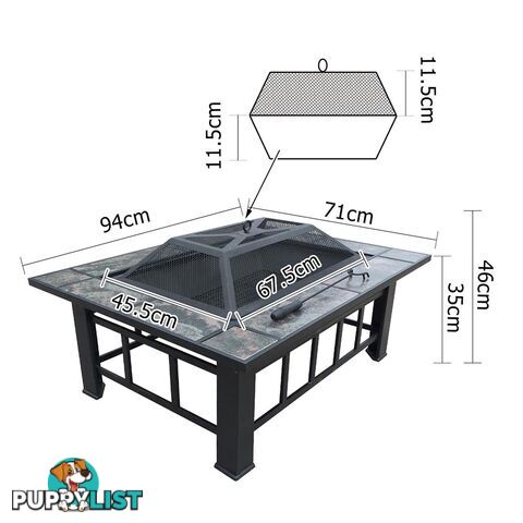 Extra Long 2 In 1 Multi-Purpose Outdoor Fire Pit BBQ Table Grill Fireplace