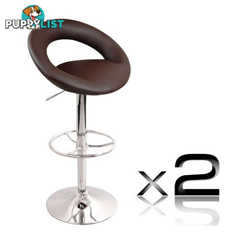 2 x Modern Synthetic PU Leather Bar Stool Kitchen Office Swivel Chair Chocolate