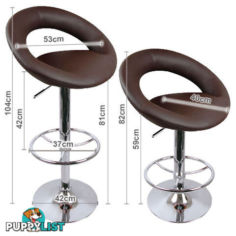 2 x Modern Synthetic PU Leather Bar Stool Kitchen Office Swivel Chair Chocolate