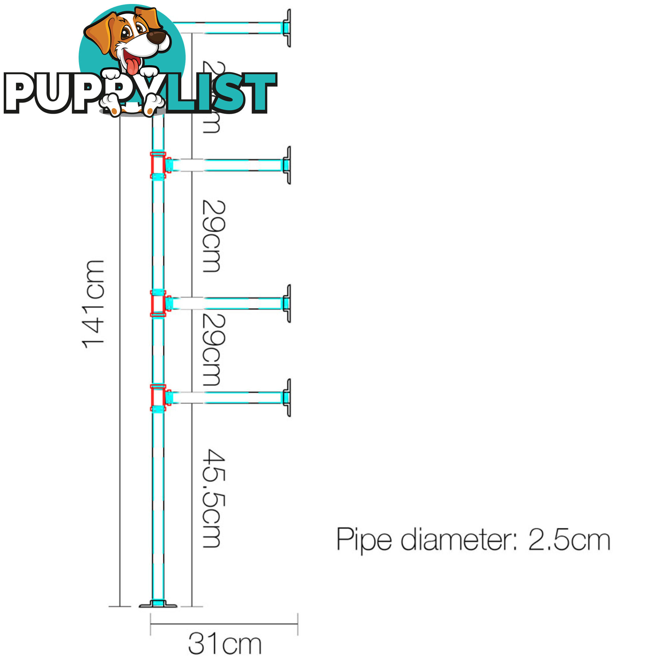 Wall Mount Pipe Bracket Shelf _ 141 CM