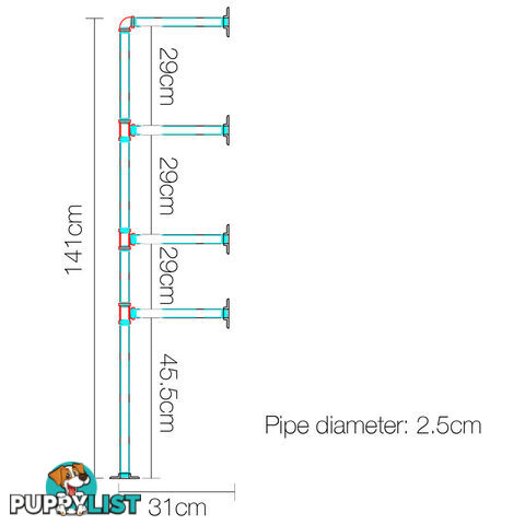 Wall Mount Pipe Bracket Shelf _ 141 CM