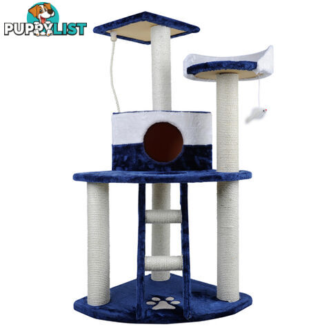 120cm Cat Post Furniture Tree Gym House Condo Kitten Scratching Poles Blue White