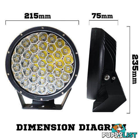 Pair 9inch 370w Cree LED Driving Light Black Spotlight Offroad HID 4x4 ATV