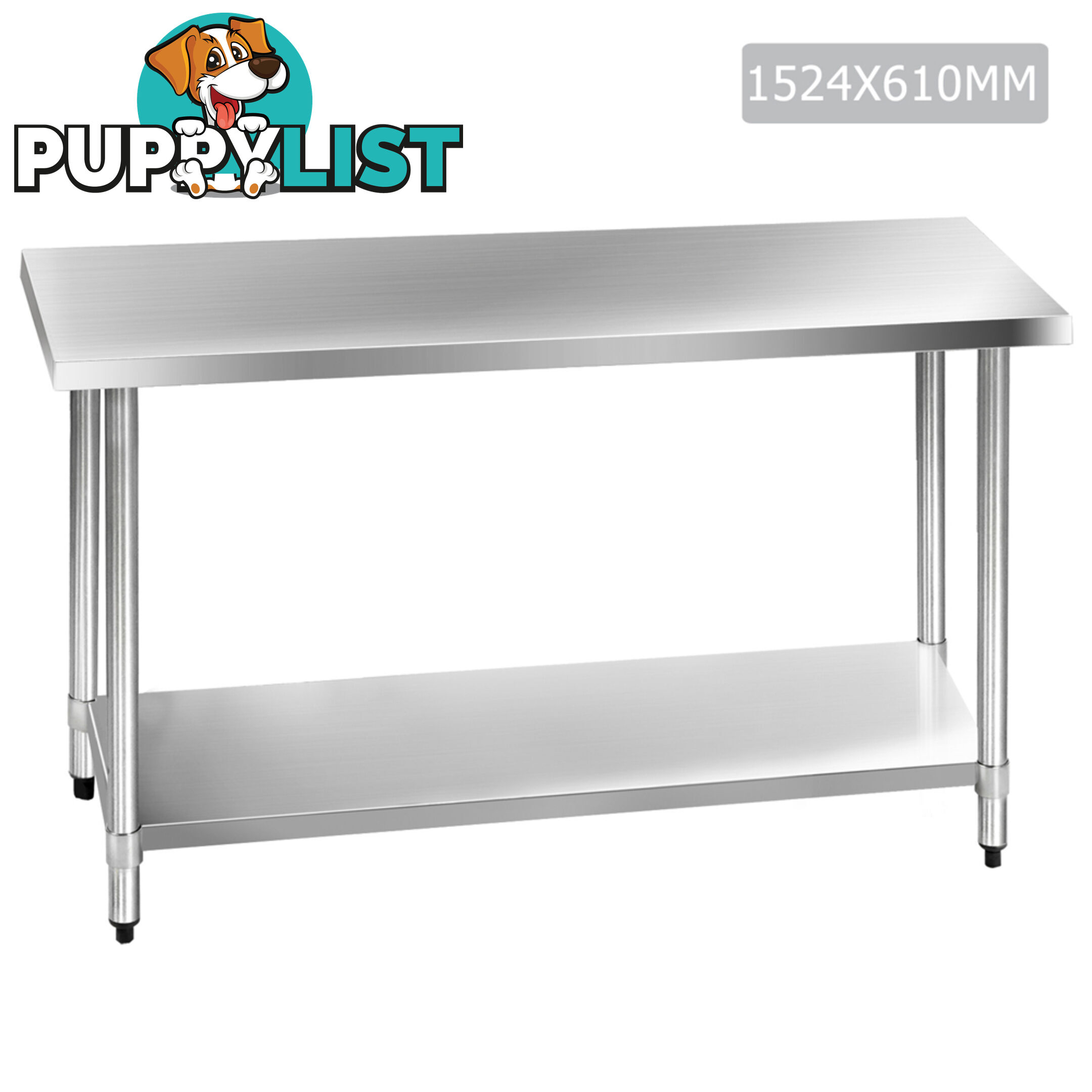 Stainless Steel Kitchen Work Bench Food 304 Preparation Table Top 1524mm