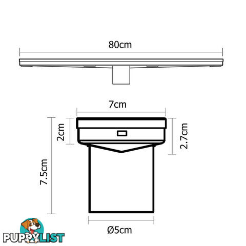 Stainless Steel Shower Grate Tile Insert Waste Linear Bathroom Drain Floor 800mm