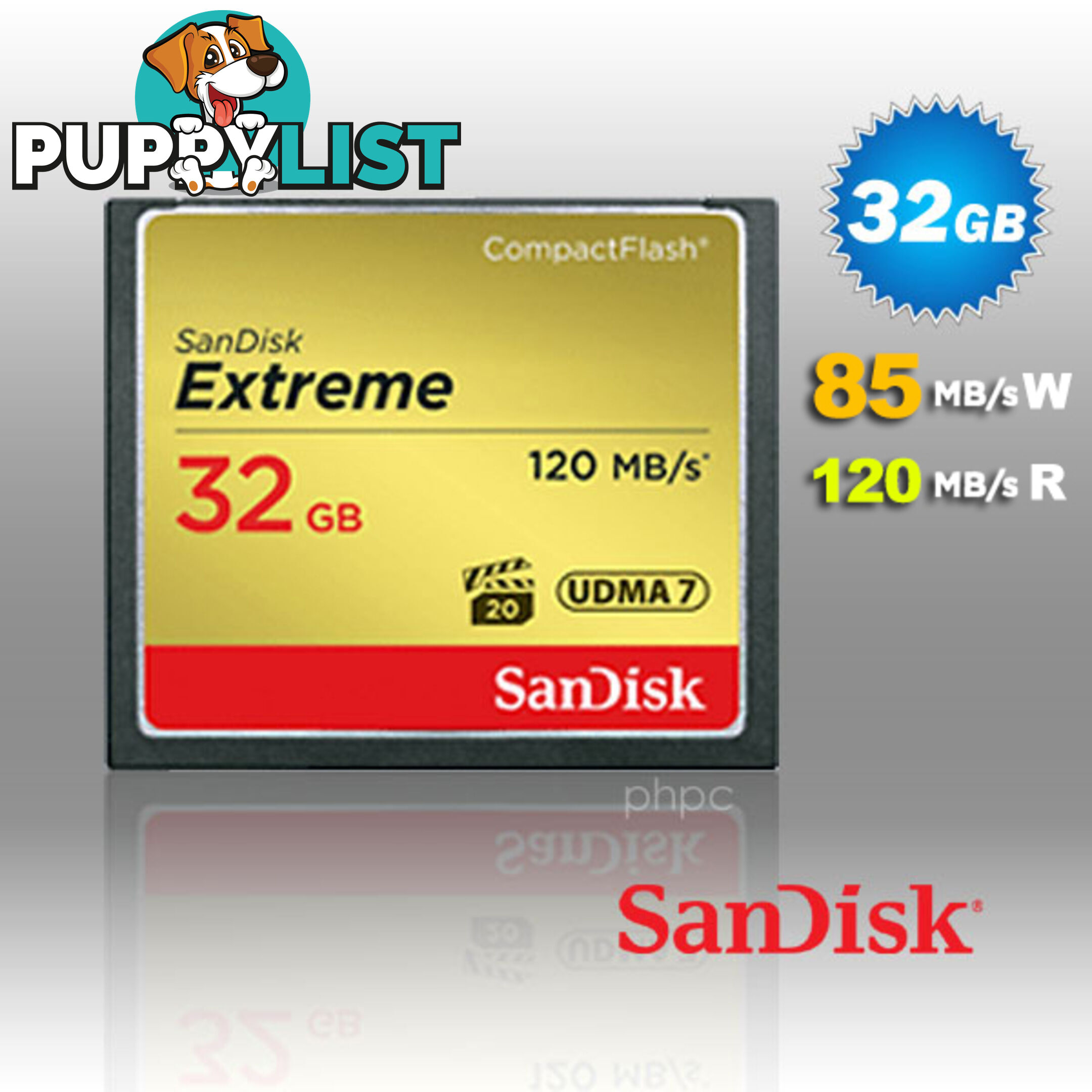 SanDisk 32GB Extreme Compact Flash Card 85MB/s 120MB/s