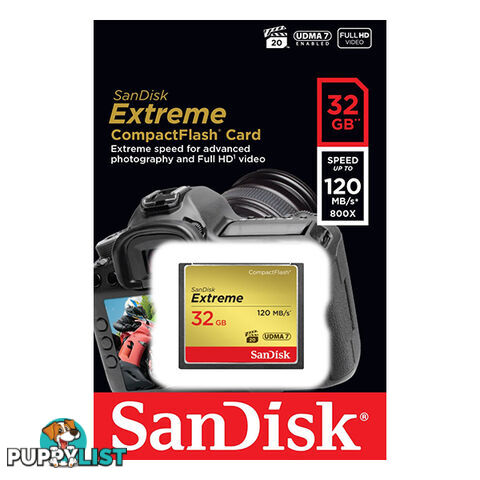 SanDisk 32GB Extreme Compact Flash Card 85MB/s 120MB/s