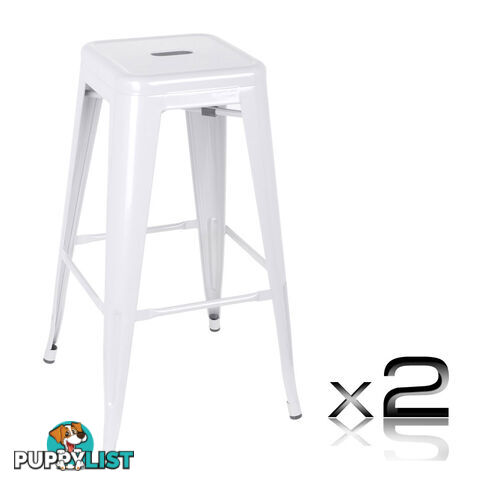 2 x Metal Steel Bar Stool Replica Xavier Cafe Home Kitchen Bar Chair 76cm White