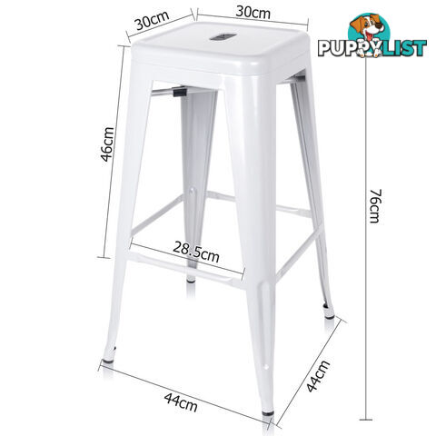 2 x Metal Steel Bar Stool Replica Xavier Cafe Home Kitchen Bar Chair 76cm White