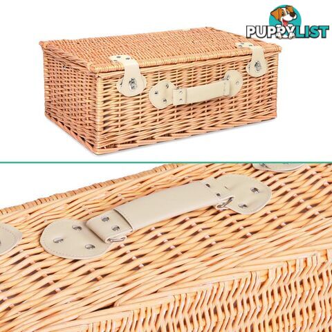 4 Person Picnic Basket Set with Cooler Bag Blanket - Navy