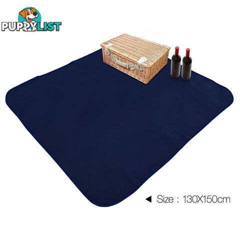 4 Person Picnic Basket Set with Cooler Bag Blanket - Navy