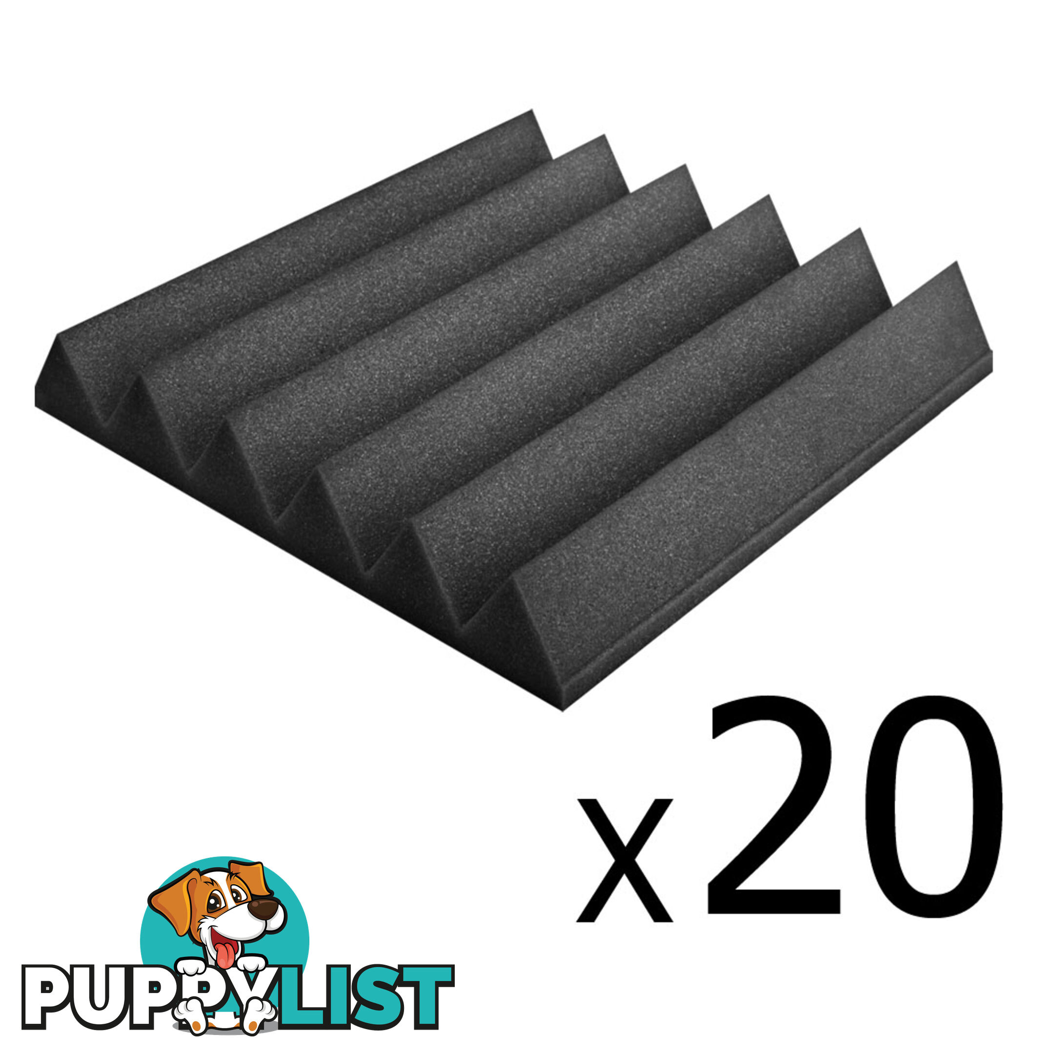 Set of 20 Studio Wedge Acoustic Foam Charcoal 30 x 30cm