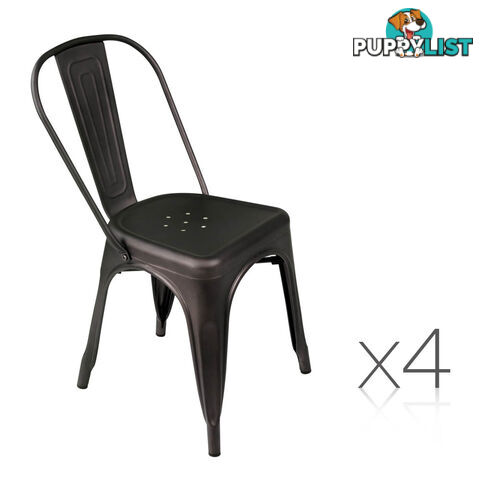 Set of 4 Replica Tolix Dining Chair Steel Gunmetal