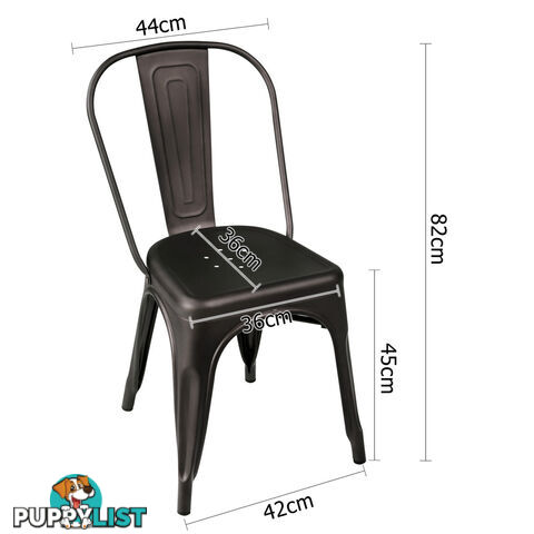 Set of 4 Replica Tolix Dining Chair Steel Gunmetal