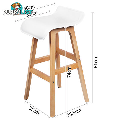 Set of 2 PVC Leather Bar Stool White