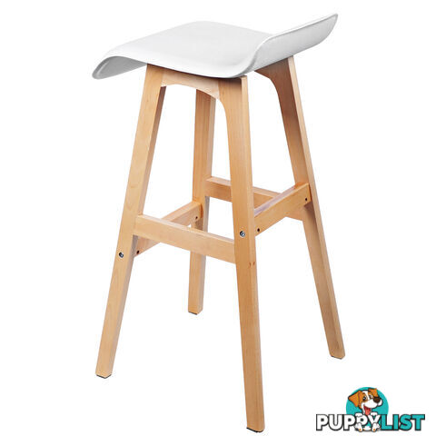 Set of 2 PVC Leather Bar Stool White