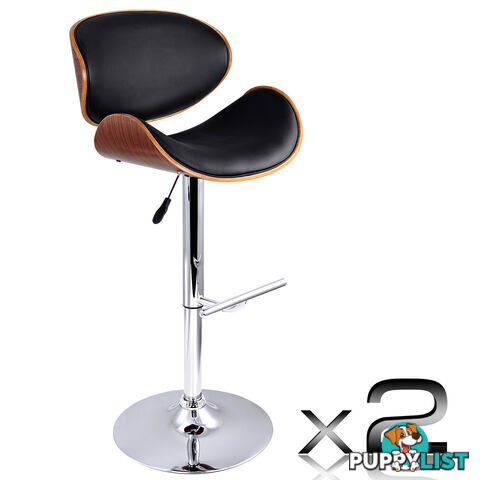 Set of 2 Wooden Kitchen Bar Stool Padded Seat Black