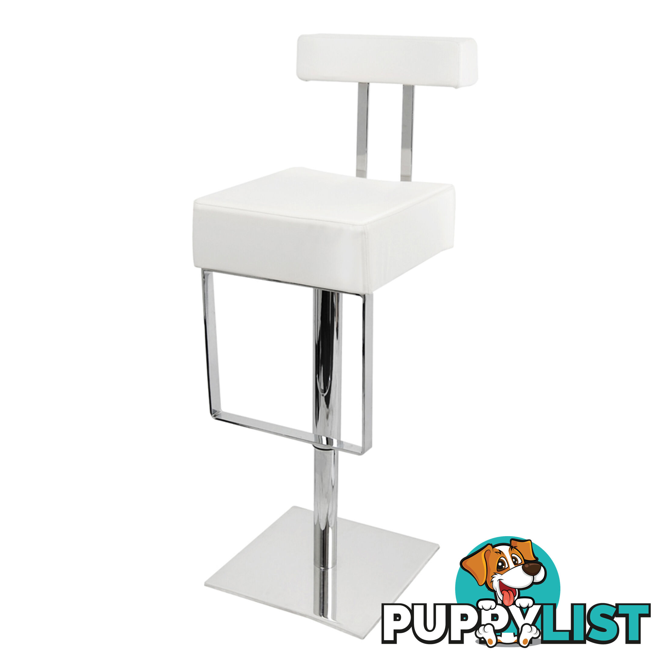 PU Leather Stainless Steel Bar Stool Kitchen Office Pub Barstool Chair White