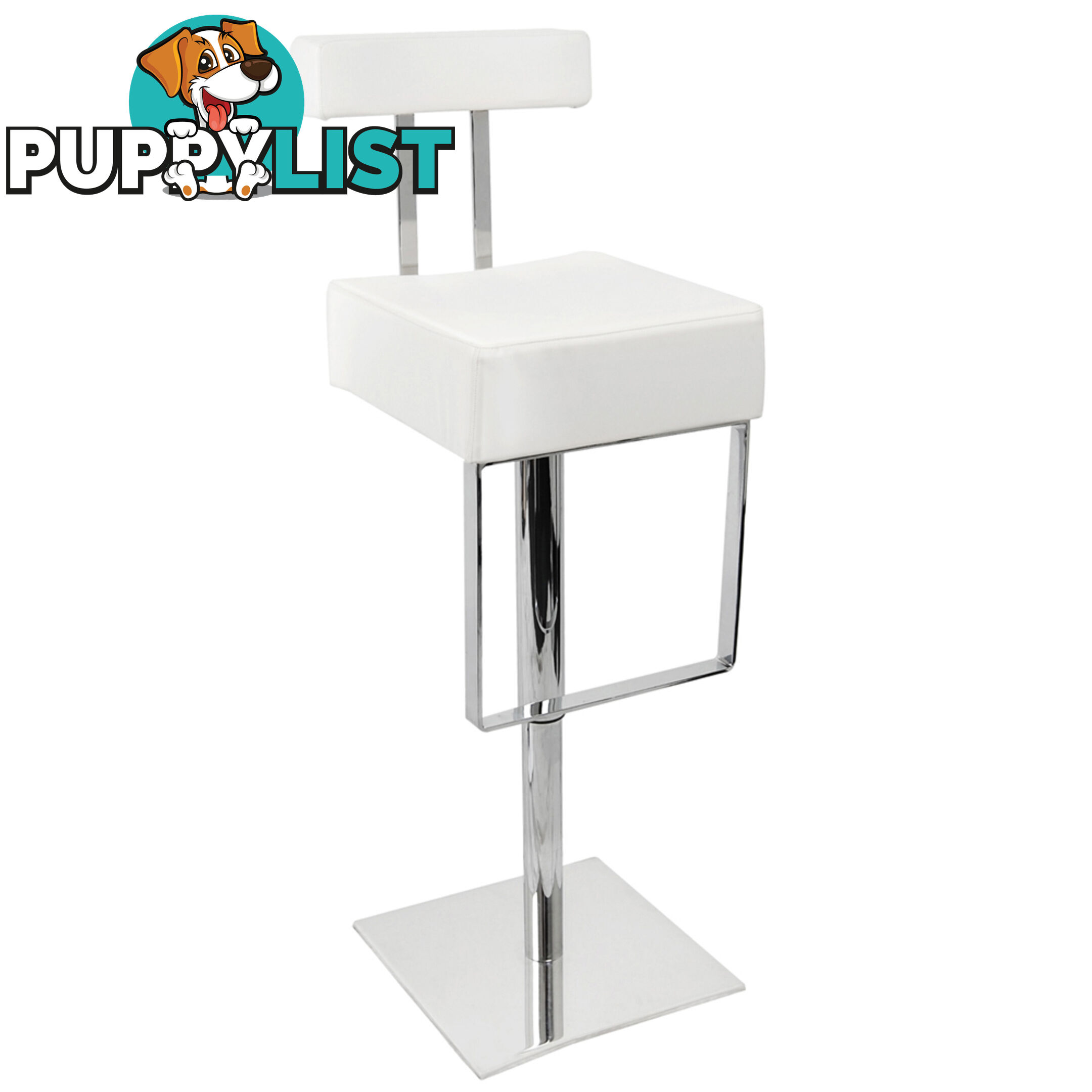 PU Leather Stainless Steel Bar Stool Kitchen Office Pub Barstool Chair White