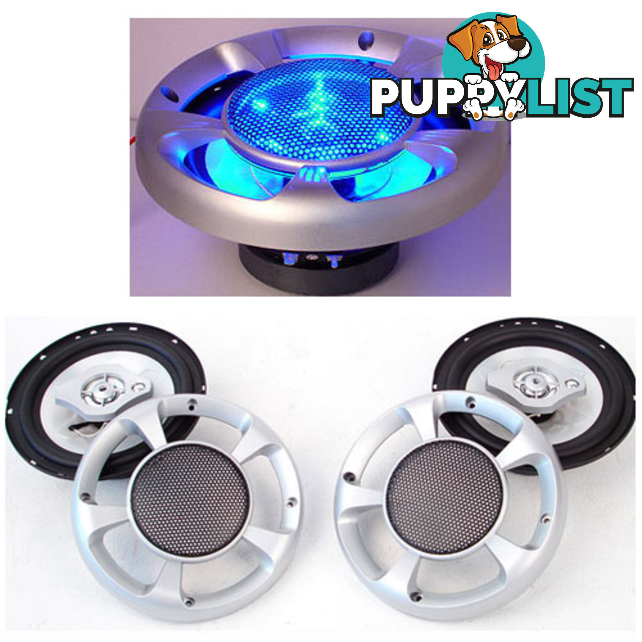 2 x 6.5&#34; 500W LED Light Car Speakers 3-Way Stereo Audio Sound System