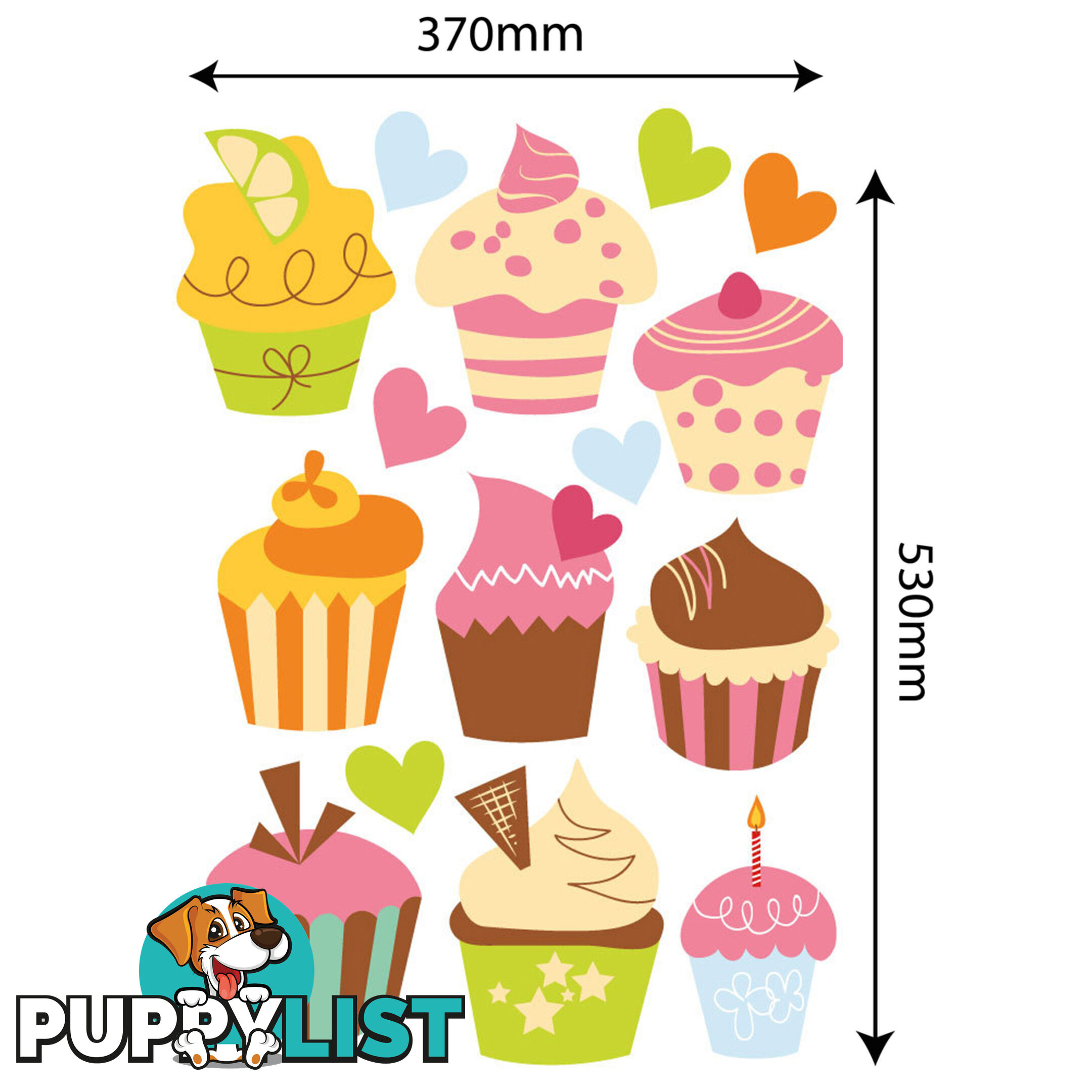 Large Size Cute Cupcakes Wall Stickers - Totally Movable and Reusable