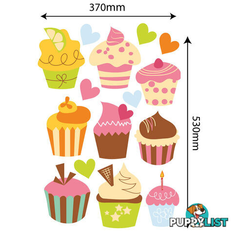 Large Size Cute Cupcakes Wall Stickers - Totally Movable and Reusable