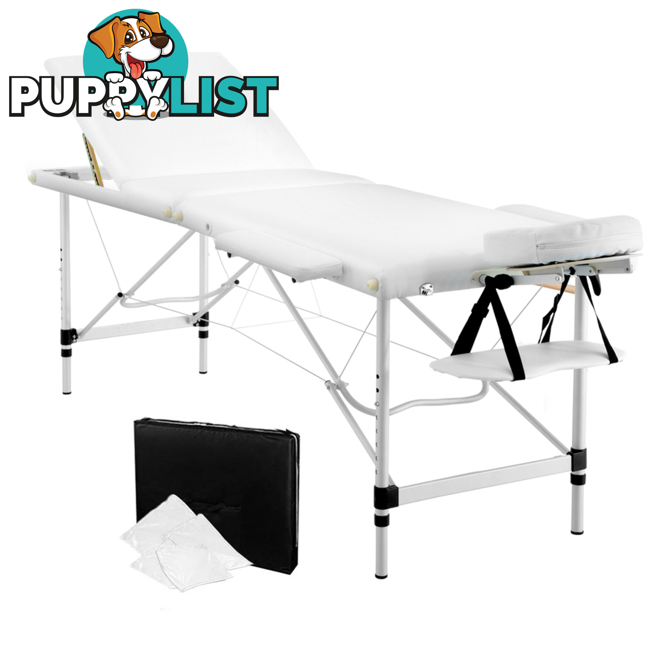 Portable Aluminium Massage Bed Beauty Waxing Table Chair 3 Fold White 60cm