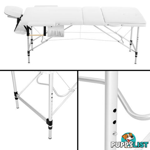 Portable Aluminium Massage Bed Beauty Waxing Table Chair 3 Fold White 60cm