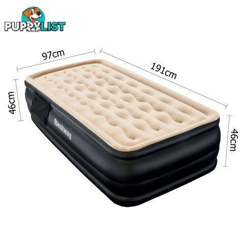 High Rise Single Inflatable Air Bed Built-in Pump Blow Up Mattress Camping Black