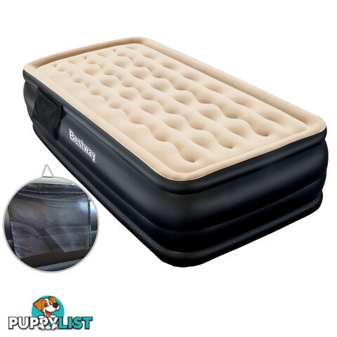 High Rise Single Inflatable Air Bed Built-in Pump Blow Up Mattress Camping Black