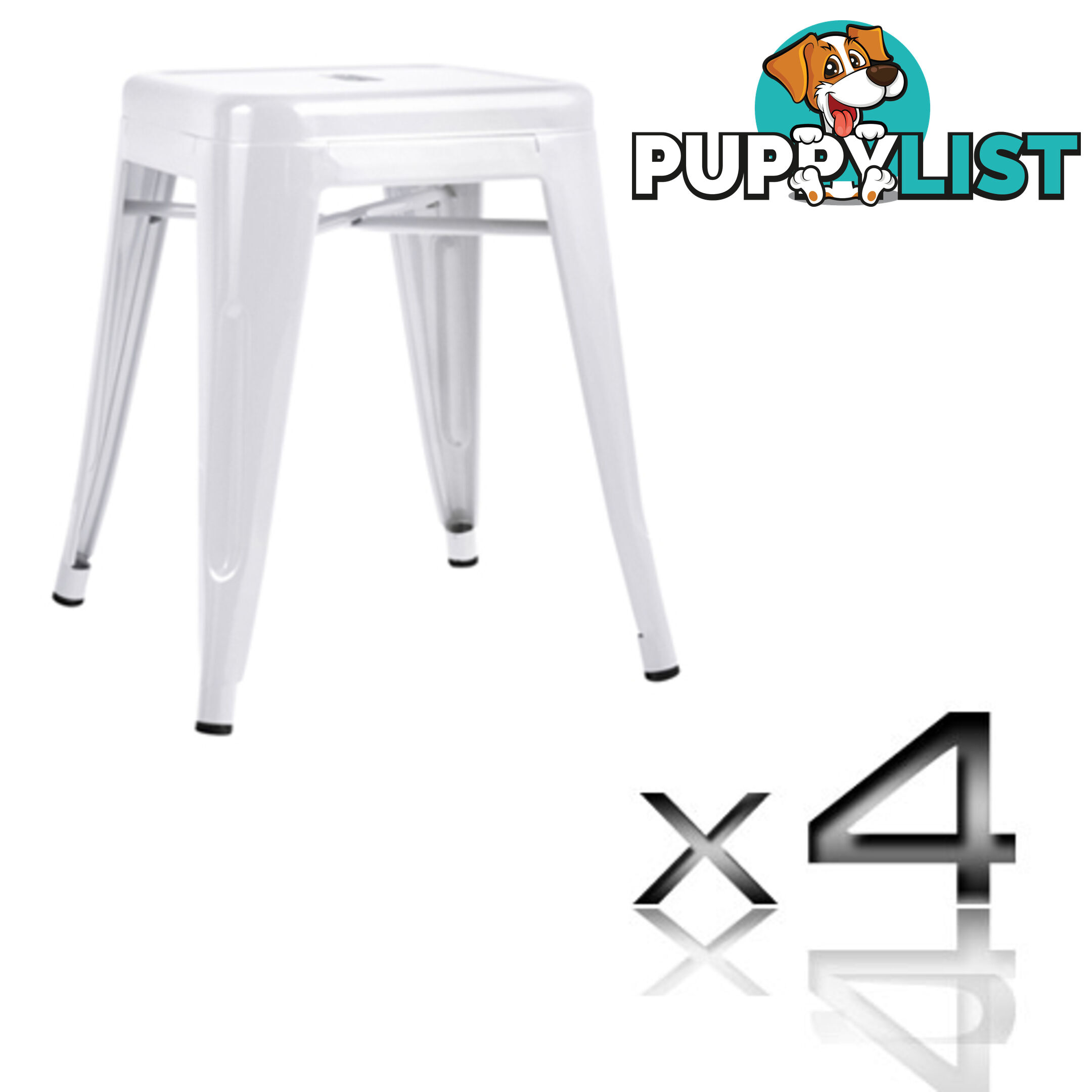 Set of 4 Replica Tolix Kitchen Bar Stool 46cm White