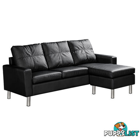 4 Seater PU Leather Sofa Modular Lounge Suite Black